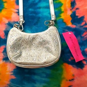 Betsey Johnson silver rhinestone clutch